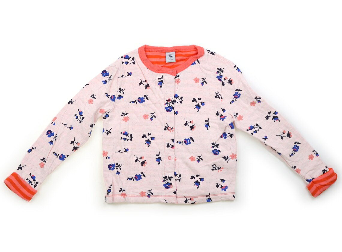 プチバトー PETIT BATEAU カーディガン 110 女の子 白・青花柄 子供服 ベビー服 キッズ アウトレット ユーズド 【中古】キッズ・ベビー・マタニティ