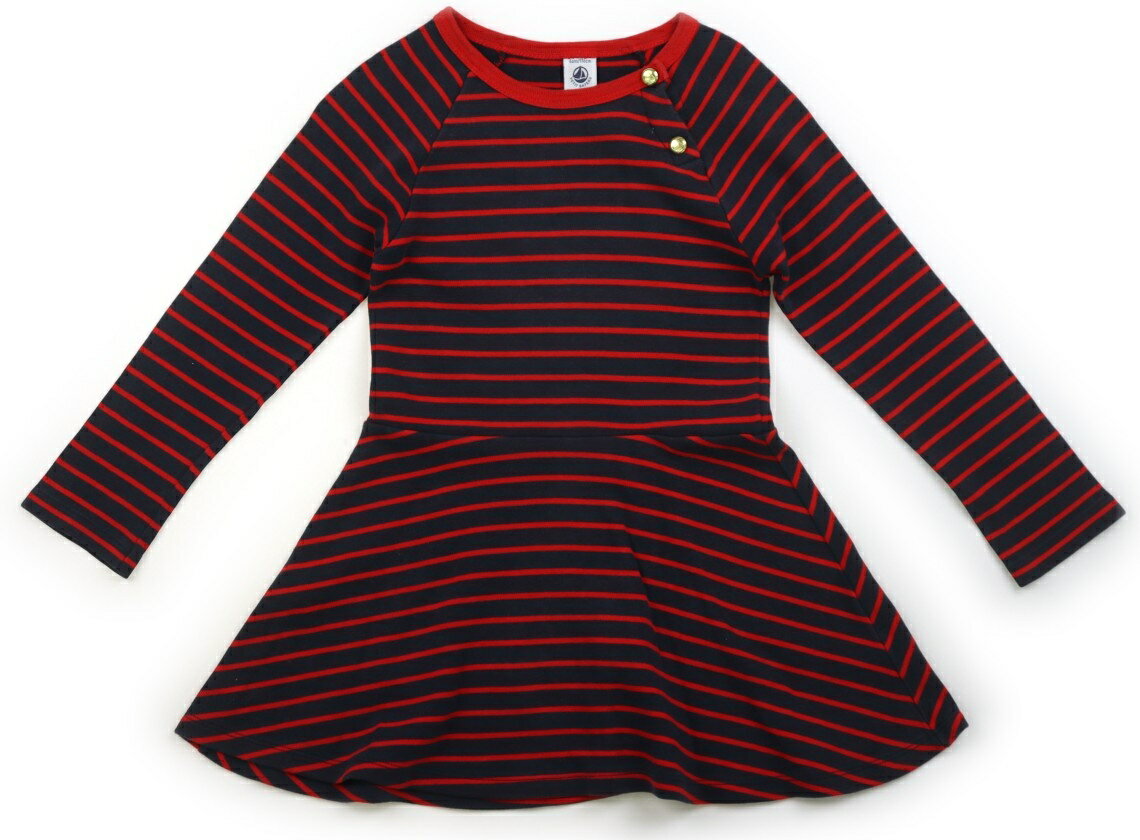 プチバトー PETIT BATEAU ワンピース 110 女の子 ネイビー、赤、ボーダー 子供服 ベビー服 キッズ アウトレット ユーズド 【中古】キッズ・ベビー・マタニティ