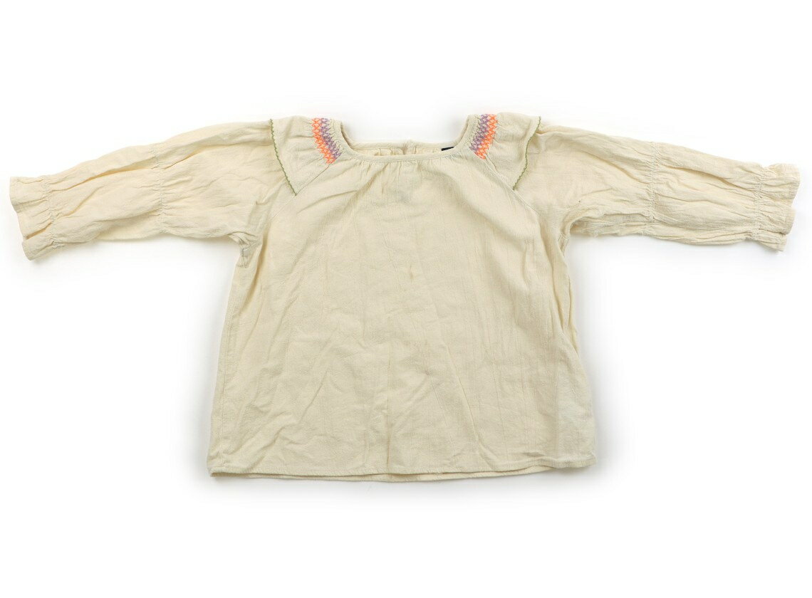 ビームス BEAMS シャツ・ブラウス 130 女の子 アイボリー、オレンジ・パープルの刺繍 子供服 ベビー服 キッズ アウトレット ユーズド 【中古】キッズ・ベビー・マタニティ