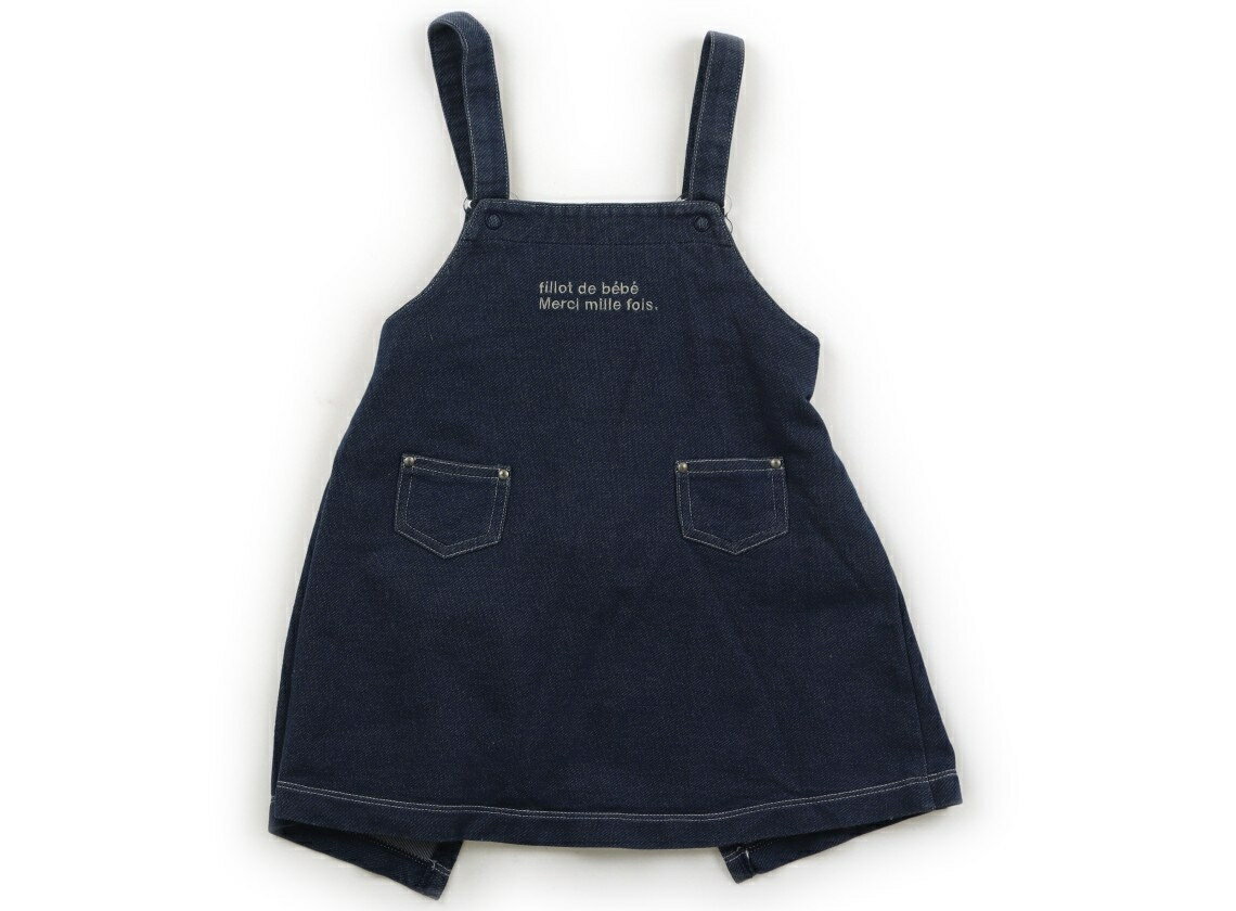 べべ BeBe ジャンパースカート 90 女の子 ブルー 子供服 ベビー服 キッズ アウトレット ユーズド 【中..