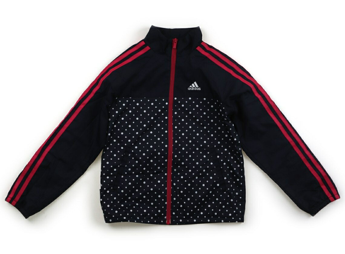 アディダス Adidas ブルゾン・Gジャン 130 女の子 ネイビー、ピンク、白ドット 子供服 ベビー服 キッズ アウトレット ユーズド 【中古】キッズ・ベビー・マタニティ