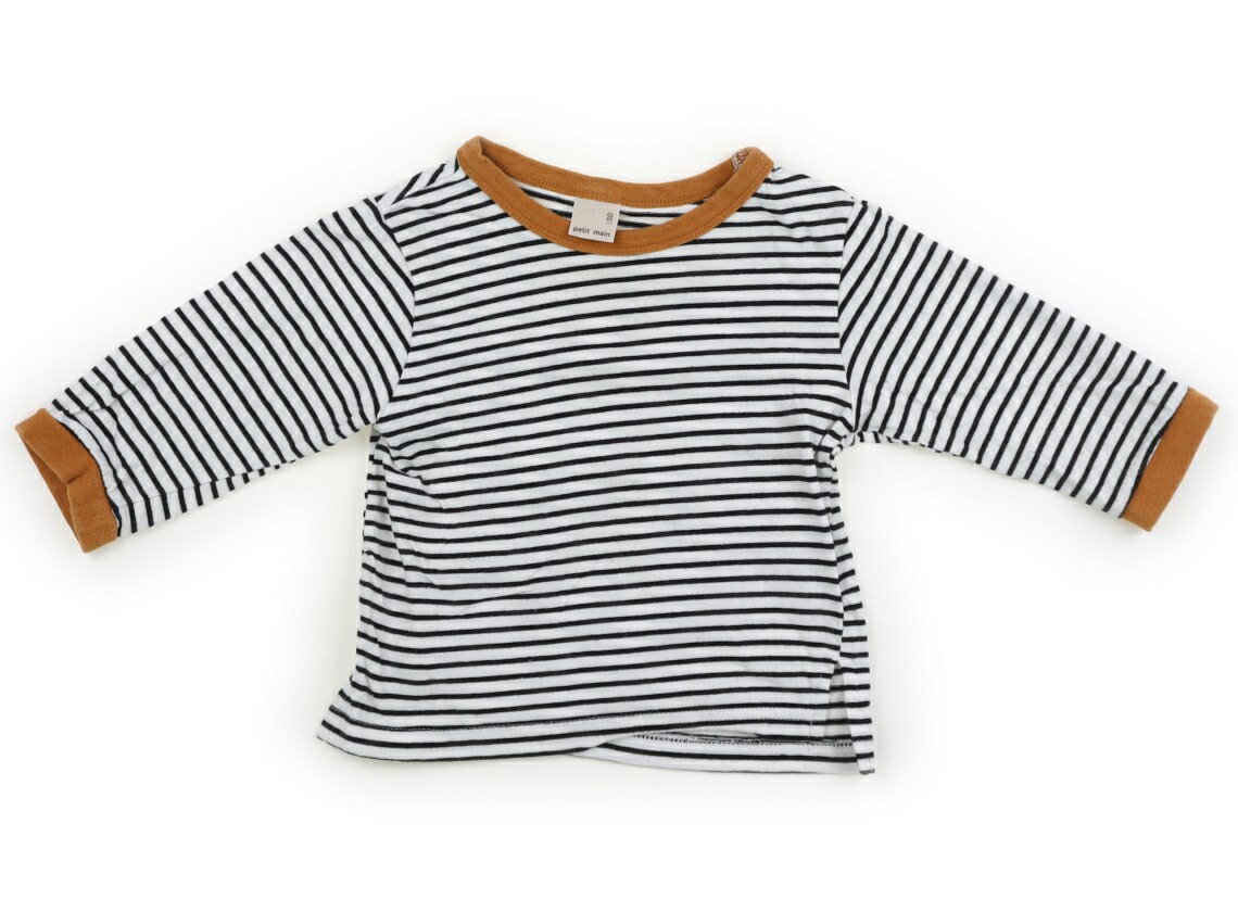 プティマイン petit main Tシャツ・カットソー 80 男の子 ボーダー、白黒、ブラウン 子供服 ベビー服 キッズ アウトレット ユーズド 【中古】キッズ・ベビー・マタニティ