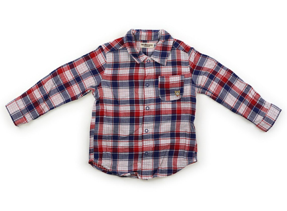 ホットビスケッツ Hot Biscuits シャツ・ブラウス 100 男の子 ネイビー・レッド・チェック 子供服 ベビー服 キッズ アウトレット ユーズド 【中古】キッズ・ベビー・マタニティ