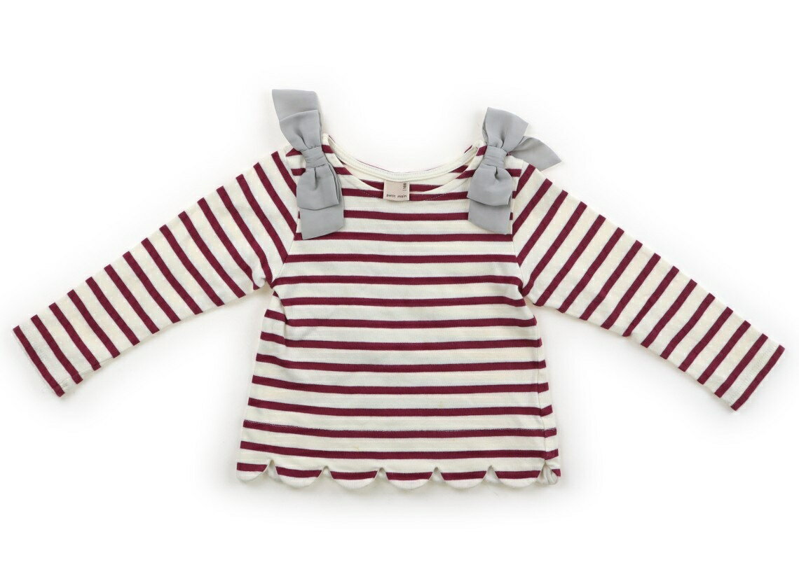 Rakuten - プティマイン petit main Tシャツ・カットソー 100 女の子 白・パープル・ボーダー・グレー 子供服 ベビー服 キッズ アウトレット ユーズド 【中古】キッズ・ベビー・マタニティ
