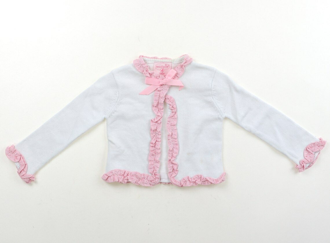 　ブランド 　Mud Pie(マッドパイ) 　カテゴリー 　カーディガン 　サイズ 　80サイズ 　色 　ホワイト 　状態 　★★（返品不可） 　記名 　なし 　ジャンル 　Girl コットン素材。実際のサイズ表記は12-18M。マジックテープ開き。お腹と袖付近に薄茶色いシミあり。洗いざらし感がありますが、普段使いにいかがでしょうか。 ＊【状態】【サイズ】に関しての詳しい説明はこちら