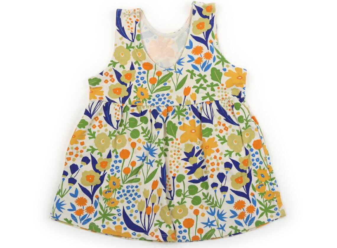 グラニフ graniph ジャンパースカート 90 女の子 アイボリー・オレンジ・花柄 子供服 ベビー服 キッズ アウトレット ユーズド 【中古】キッズ・ベビー・マタニティ