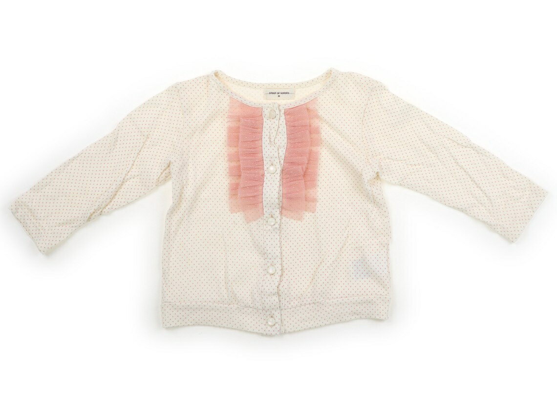 センスオブワンダー Sense of Wonder カーディガン 90 女の子 ホワイト・ピンク・ドット柄 子供服 ベビー服 キッズ アウトレット ユーズド 【中古】キッズ・ベビー・マタニティ