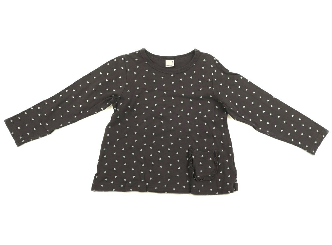 プティマイン petit main Tシャツ・カットソー 120 女の子 チャコールグレー、オフホワイト、ハート柄 子供服 ベビー服 キッズ アウトレット ユーズド 【中古】キッズ・ベビー・マタニティ