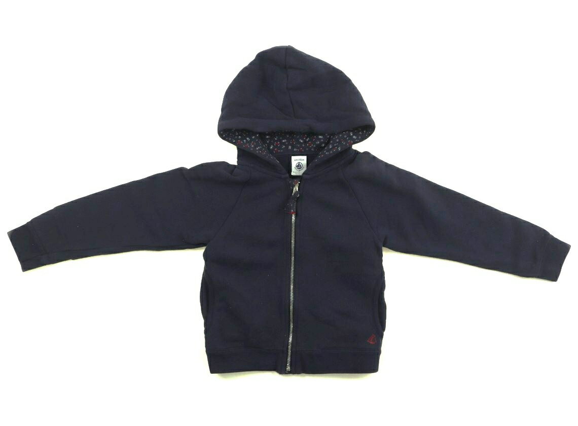 プチバトー PETIT BATEAU パーカー 100 女の子 ネイビー・赤・花柄 子供服 ベビー服 キッズ アウトレット ユーズド 【中古】キッズ・ベビー・マタニティ