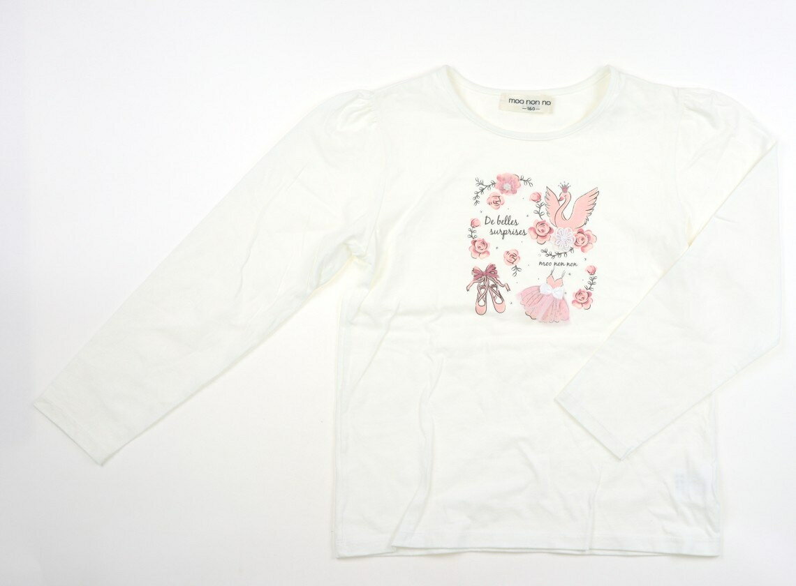 Rakuten - むーのんのん moononnon Tシャツ・カットソー 160 女の子 白、ピンク、白鳥・ドレス 子供服 ベビー服 キッズ アウトレット ユーズド 【中古】キッズ・ベビー・マタニティ