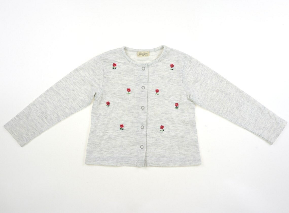 トロワラパン troislapins カーディガン 110 女の子 グレーミックス・お花 子供服 ベビー服 キッズ アウトレット ユーズド 【中古】キッズ・ベビー・マタニティ
