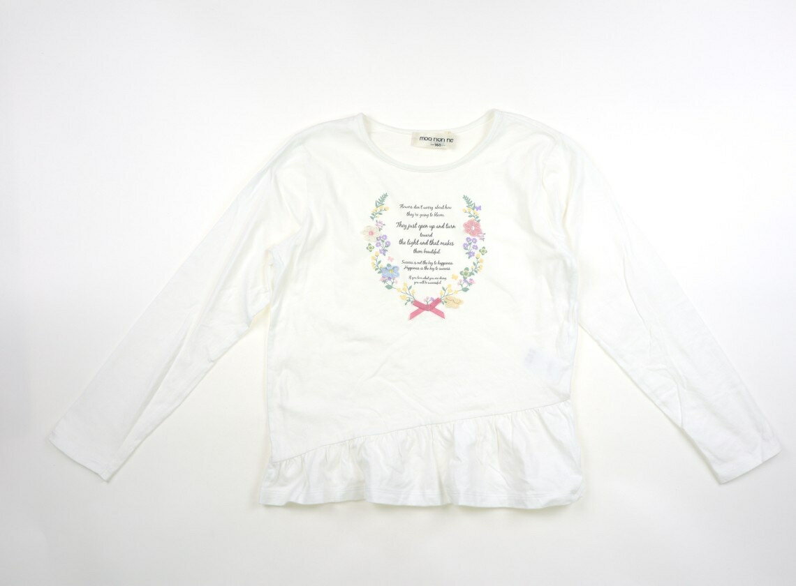 むーのんのん moononnon Tシャツ・カットソー 160 女の子 白 子供服 ベビー服 キッズ アウトレット ユーズド 【中古】キッズ・ベビー・マタニティ