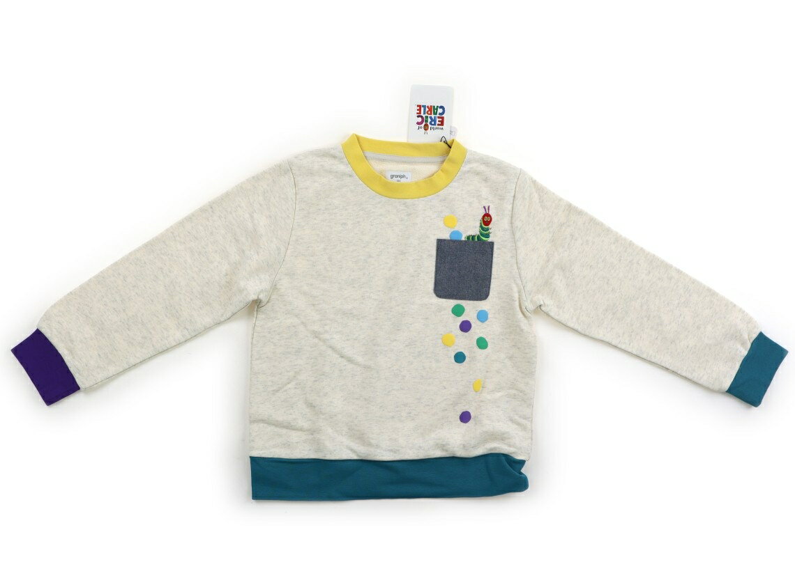 グラニフ graniph トレーナー・プルオーバー 130 男の子 アイボリー　ターコイズブルー　黄色　はらぺこあおむし 子供服 ベビー服 キッズ アウトレット ユーズド 【中古】キッズ・ベビー・マタニティ