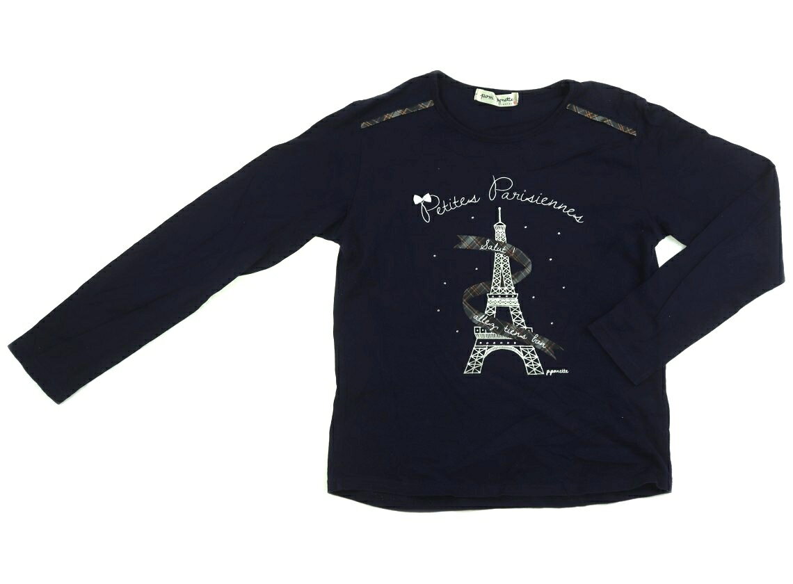 ポンポネット pom ponette Tシャツ・カットソー 160 女の子 ネイビー・英字 子供服 ベビー服 キッズ アウトレット ユーズド 【中古】キッズ・ベビー・マタニティ