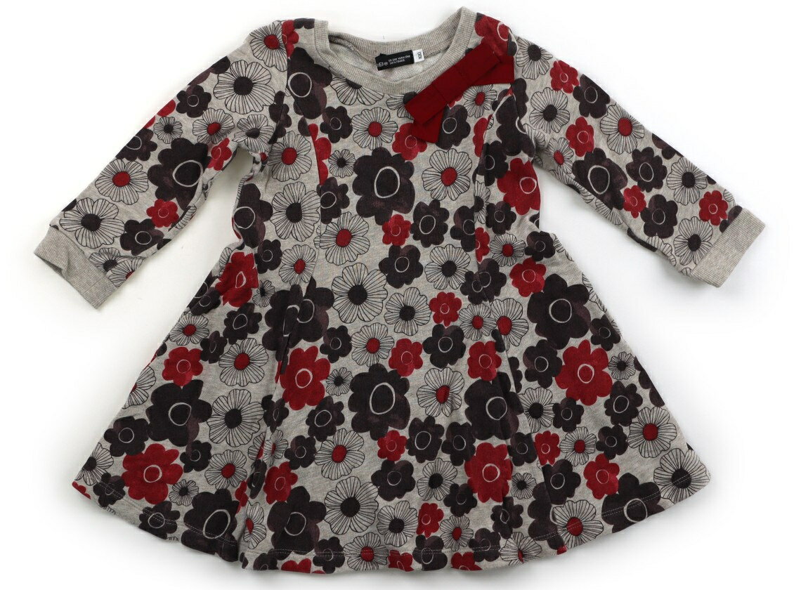 べべ BeBe ワンピース 100 女の子 グレージュ、赤、こげ茶、花柄 子供服 ベビー服 キッズ アウトレット ユーズド 【中古】キッズ・ベビー・マタニティ