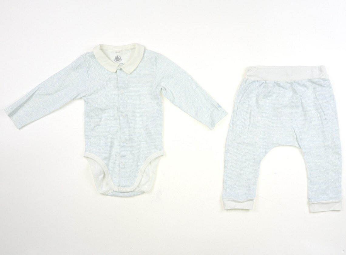 プチバトー PETIT BATEAU パジャマ 70 男の子 ライトブルー・ボーダー 子供服 ベビー服 キッズ アウトレット ユーズド 【中古】キッズ・ベビー・マタニティ