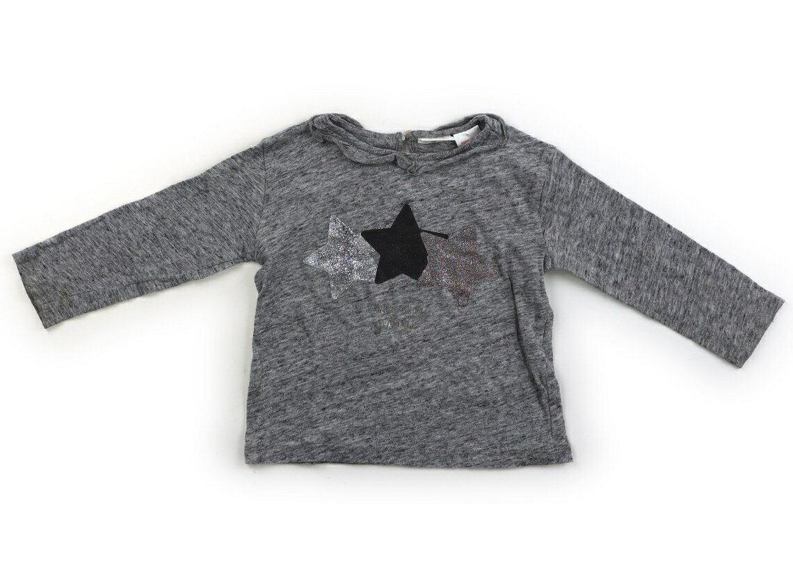 ザラ ZARA Tシャツ・カットソー 80 女の子 グレーミックス・星・ラメプリント 子供服 ベビー服 キッズ アウトレット ユーズド 【中古】キッズ・ベビー・マタニティ