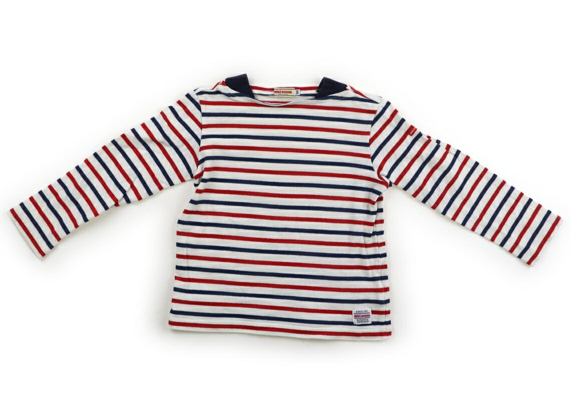 ミキハウス miki HOUSE Tシャツ・カットソー 120 男の子 生成り地・レッド・ブルーボーダー 子供服 ベビー服 キッズ アウトレット ユーズド 【中古】キッズ・ベビー・マタニティ