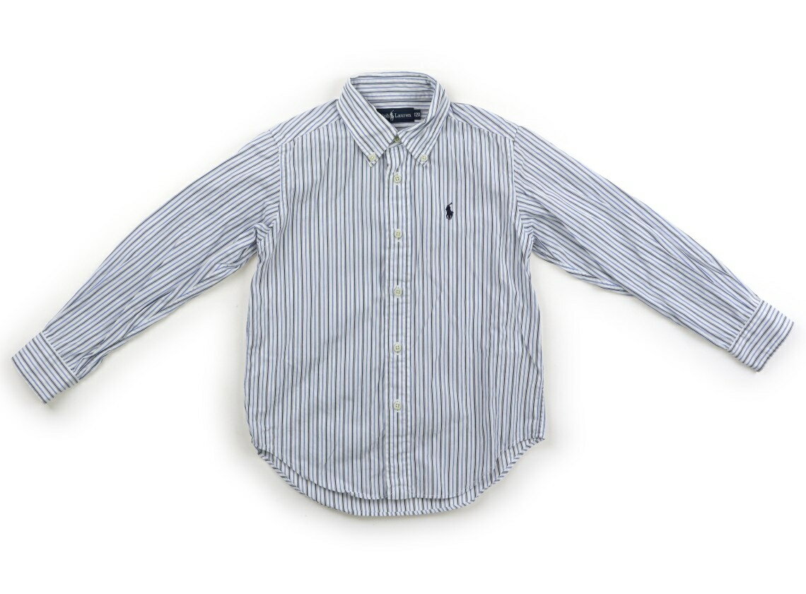 ポロラルフローレン POLO RALPH LAUREN シャツ・ブラウス 120 男の子 オフ・サックス・ネイビーストライプ 子供服 ベビー服 キッズ アウトレット ユーズド 【中古】キッズ・ベビー・マタニティ