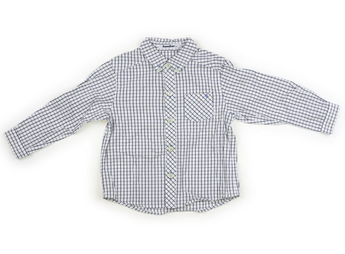 ファミリア familiar シャツ・ブラウス 100 男の子 白　格子柄　青 子供服 ベビー服 キッズ アウトレット ユーズド 【中古】キッズ・ベビー・マタニティ