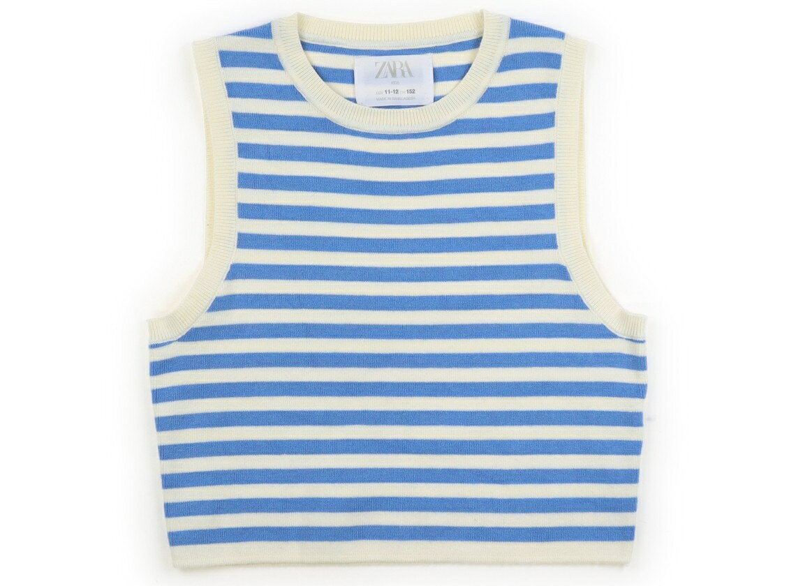Rakuten - ザラ ZARA ベスト 150 女の子 オフホワイト・ペールブルーボーダー 子供服 ベビー服 キッズ アウトレット ユーズド 【中古】キッズ・ベビー・マタニティ