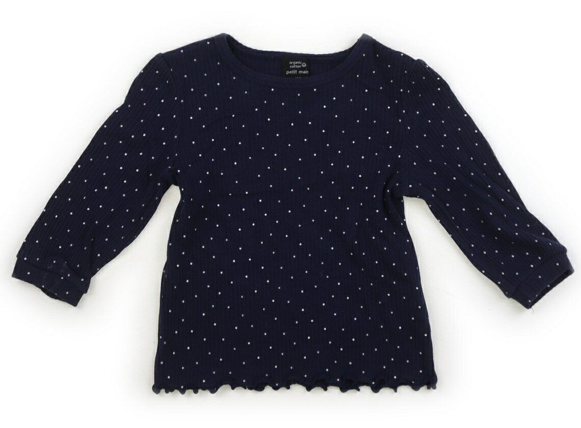 プティマイン petit main Tシャツ・カットソー 100 女の子 ネイビー、白ドット 子供服 ベビー服 キッズ アウトレット ユーズド 【中古】キッズ・ベビー・マタニティ