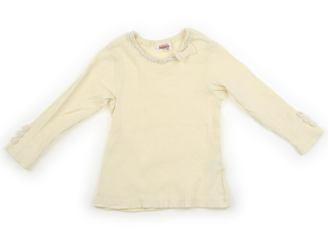 スーリー Souris Tシャツ・カットソー 95 女の子 クリームイエロー、リボン 子供服 ベビー服 キッズ アウトレット ユーズド 【中古】キッズ・ベビー・マタニティ