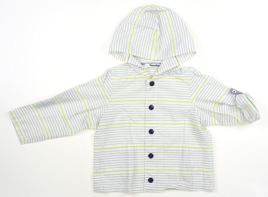 ファミリア familiar パーカー 90 男の子 ホワイト・ブルー・イエロー・ボーダー 子供服 ベビー服 キッズ アウトレット ユーズド 【中古】キッズ・ベビー・マタニティ