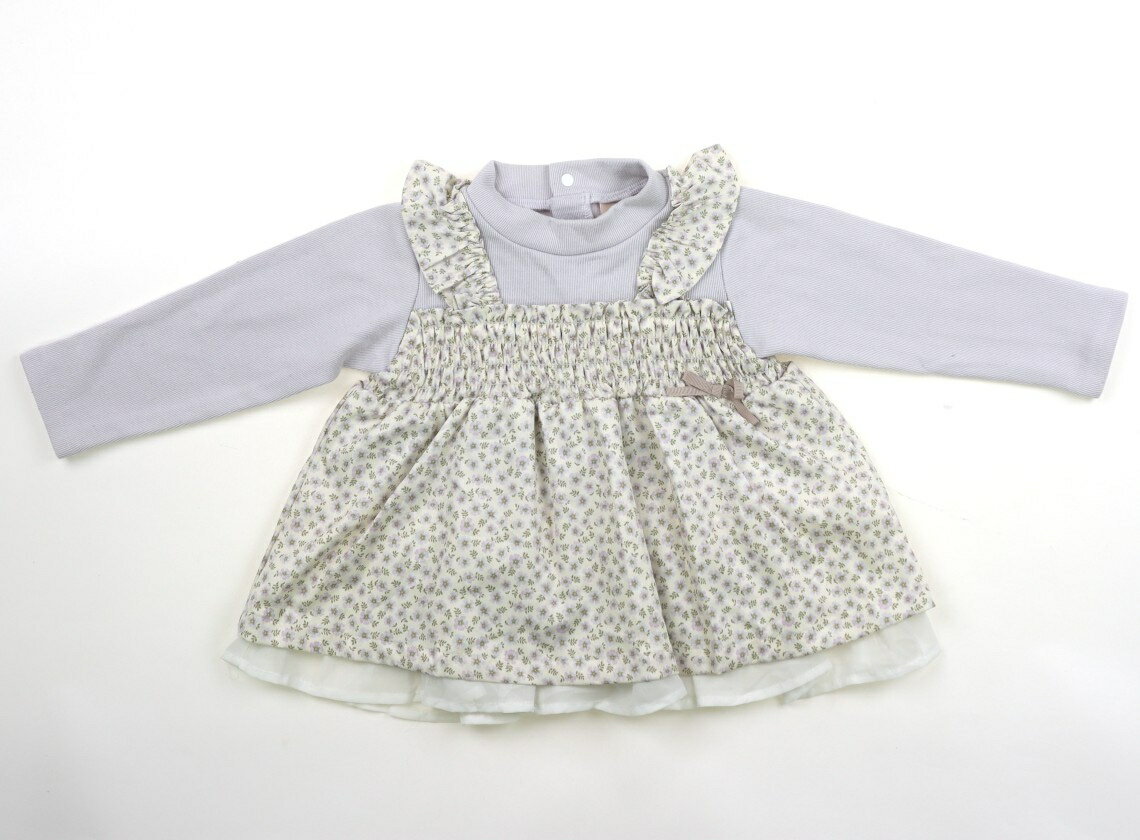 Rakuten - プティマイン petit main チュニック 90 女の子 ミント・アイボリー・花柄 子供服 ベビー服 キッズ アウトレット ユーズド 【中古】キッズ・ベビー・マタニティ