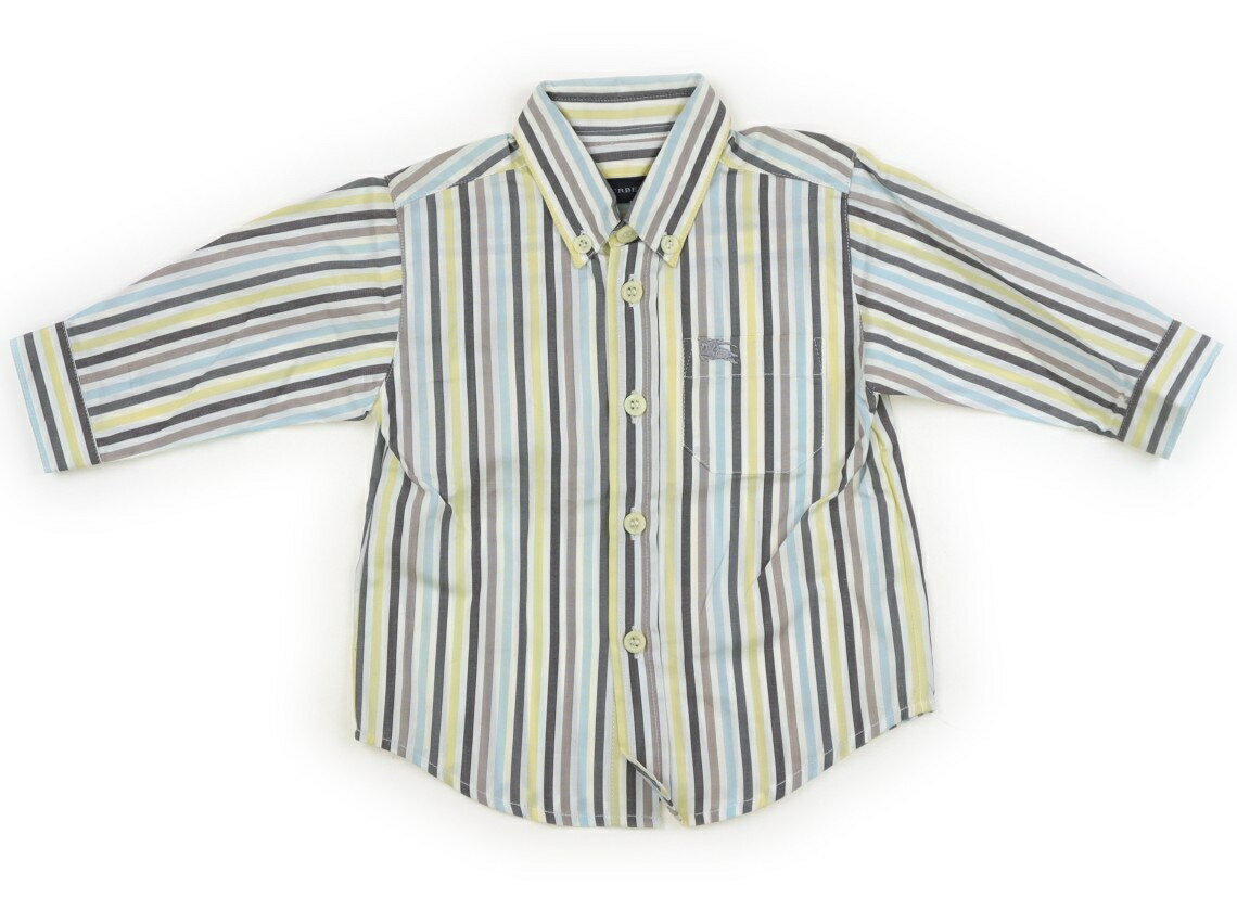 バーバリー BURBERRY シャツ・ブラウス 60 男の子 白・ブルー・黄色ストライプ 子供服 ベビー服 キッズ アウトレット ユーズド 【中古】キッズ・ベビー・マタニティ
