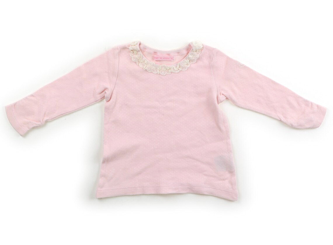 メゾピアノ mezzo piano Tシャツ・カットソー 80 女の子 ピンク・ドット・きなりレース 子供服 ベビー服 キッズ アウトレット ユーズド 【中古】キッズ・ベビー・マタニティ