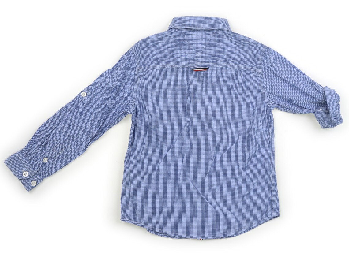 　ブランド 　Tommy Hilfiger(トミーヒルフィガー) 　カテゴリー 　シャツ・ブラウス 　サイズ 　110サイズ 　色 　ライトブルー・ホワイト・チェック 　状態 　★★（返品不可） 　記名 　なし 　ジャンル 　Boy ポリウレタン混コットン素材、抑揚生地。袖口・胸元・お腹付近に薄茶色いシミあり。洗いざらし感がありますが、普段使いにいかがでしょうか。 ＊【状態】【サイズ】に関しての詳しい説明はこちら