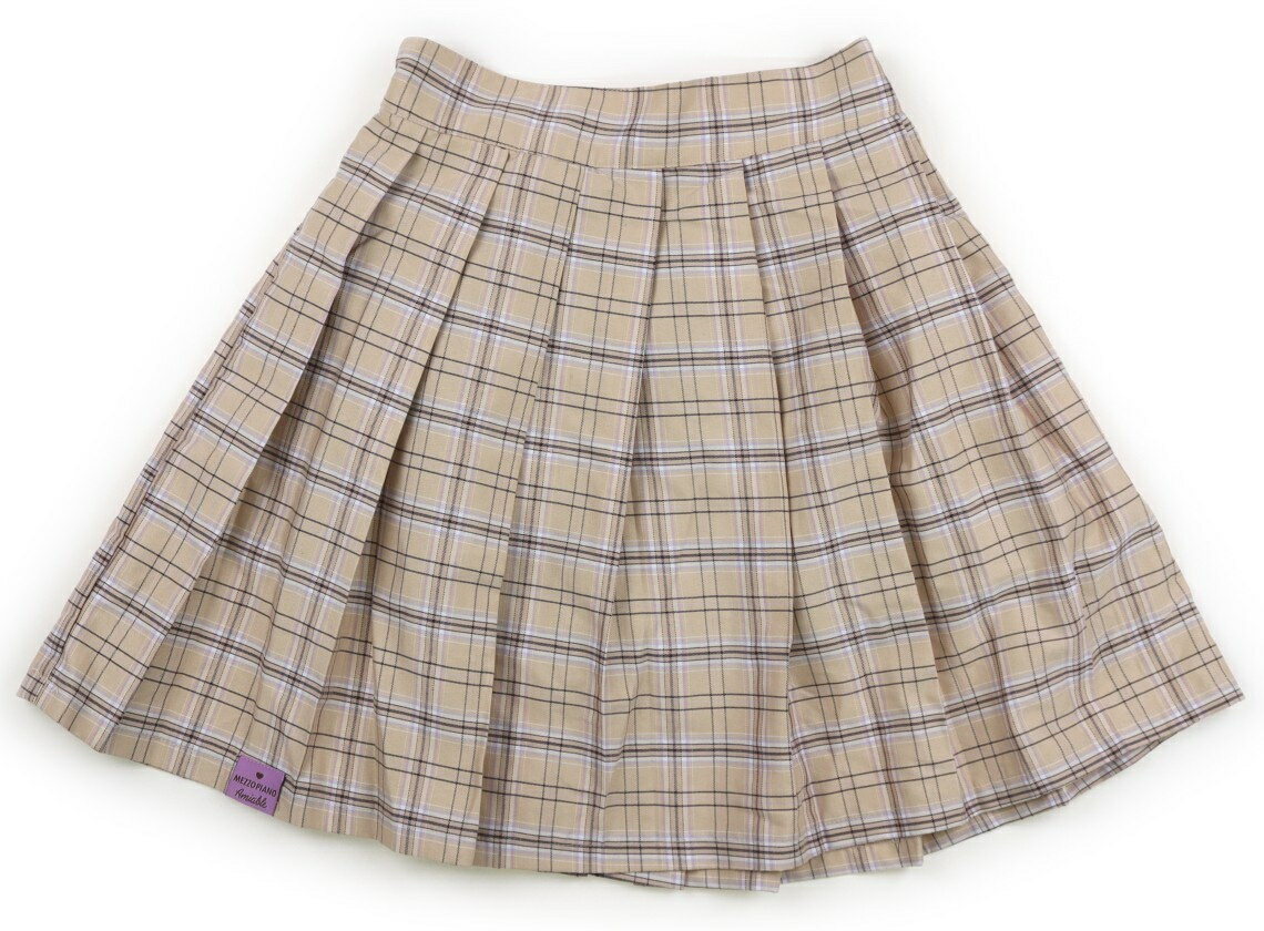 メゾピアノ mezzo piano スカート 150 女の子 ベージュ・パープル系チェック 子供服 ベビー服 キッズ アウトレット ユーズド 【中古】キッズ・ベビー・マタニティ