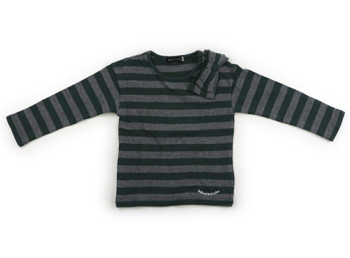 べべ BeBe Tシャツ・カットソー 100 女の子 グレー系・モスグリーン・ボーダー 子供服 ベビー服 キッズ アウトレット ユーズド 【中古】キッズ・ベビー・マタニティ
