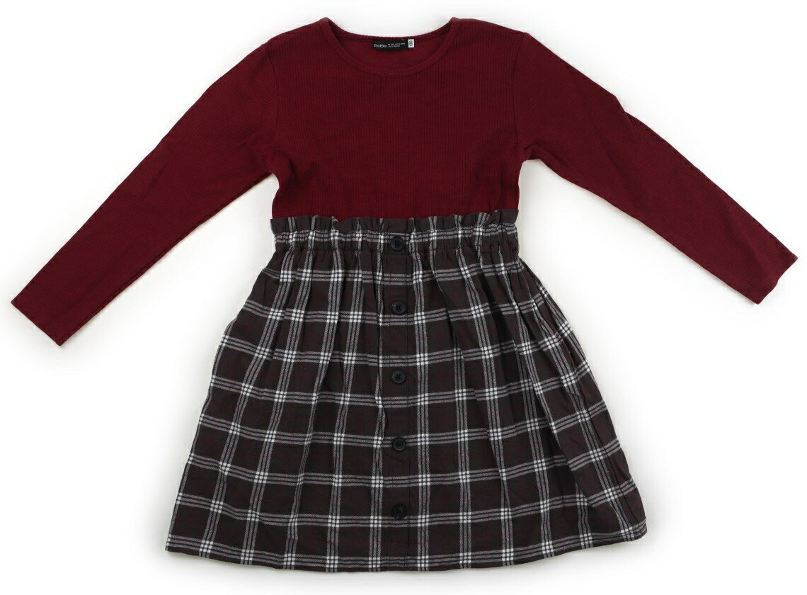 べべ BeBe ワンピース 130 女の子 ボルドー・グレー系チェック 子供服 ベビー服 キッズ アウトレット ユーズド 【中古】キッズ・ベビー・マタニティ