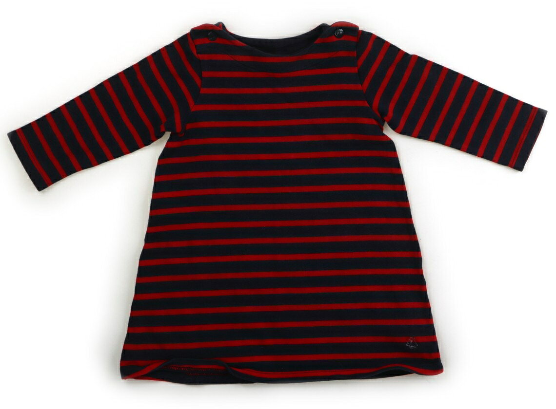 プチバトー PETIT BATEAU ワンピース 80 女の子 ネイビー、赤 子供服…