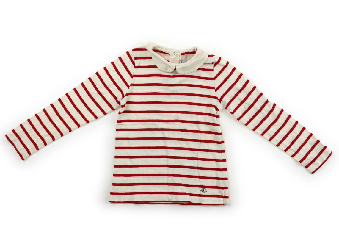 プチバトー PETIT BATEAU Tシャツ・カットソー 110 女の子 ボーダー（キナリ、赤） 子供服 ベビー服 キッズ アウトレット ユーズド 【中古】キッズ・ベビー・マタニティ