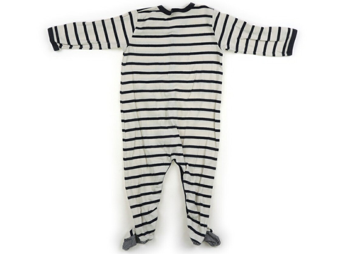 プチバトー PETIT BATEAU オールインワン 70 女の子 ホワイト・ネイビーボーダー 子供服 ベビー服 キッズ アウトレット ユーズド 【中古】キッズ・ベビー・マタニティ