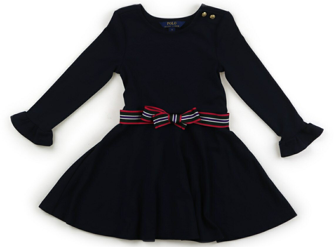 ポロラルフローレン POLO RALPH LAUREN ワンピース 110 女の子 ネイビー・ピンクボーダーベルト 子供服 ベビー服 キッズ アウトレット ユーズド 【中古】キッズ・ベビー・マタニティ