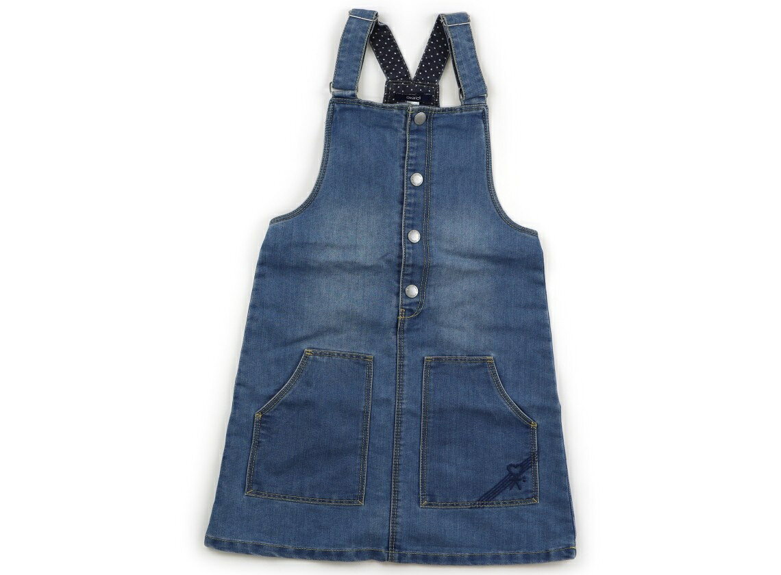 オバイビ OBAIBI ジャンパースカート 140 女の子 ブルー・水玉・イエローステッチ 子供服 ベビー服 キ..