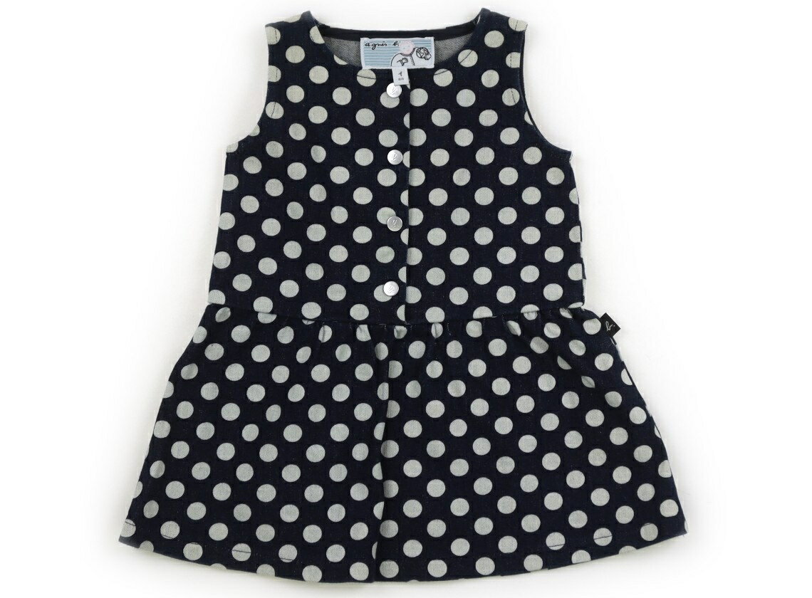 アニエスベー agnes.b ジャンパースカート 80 女の子 紺、白、ドット柄 子供服 ベビー服 キッズ アウトレット ユーズド 【中古】キッズ・ベビー・マタニティ