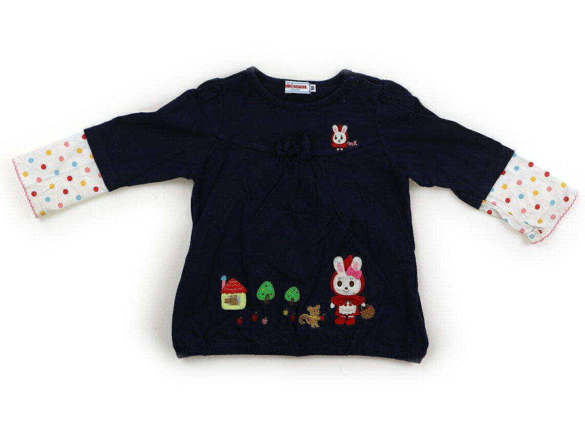ミキハウス miki HOUSE Tシャツ・カットソー 90 女の子 ネイビー・カラフルドット 子供服 ベビー服 キッズ アウトレット ユーズド 【中古】キッズ・ベビー・マタニティ