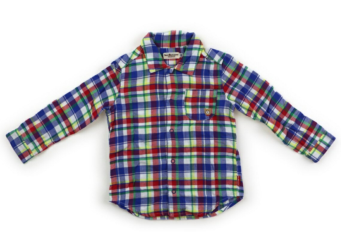 ホットビスケッツ Hot Biscuits シャツ・ブラウス 100 男の子 ブルー・マルチカラー・チェック柄 子供服 ベビー服 キッズ アウトレット ユーズド 【中古】キッズ・ベビー・マタニティ