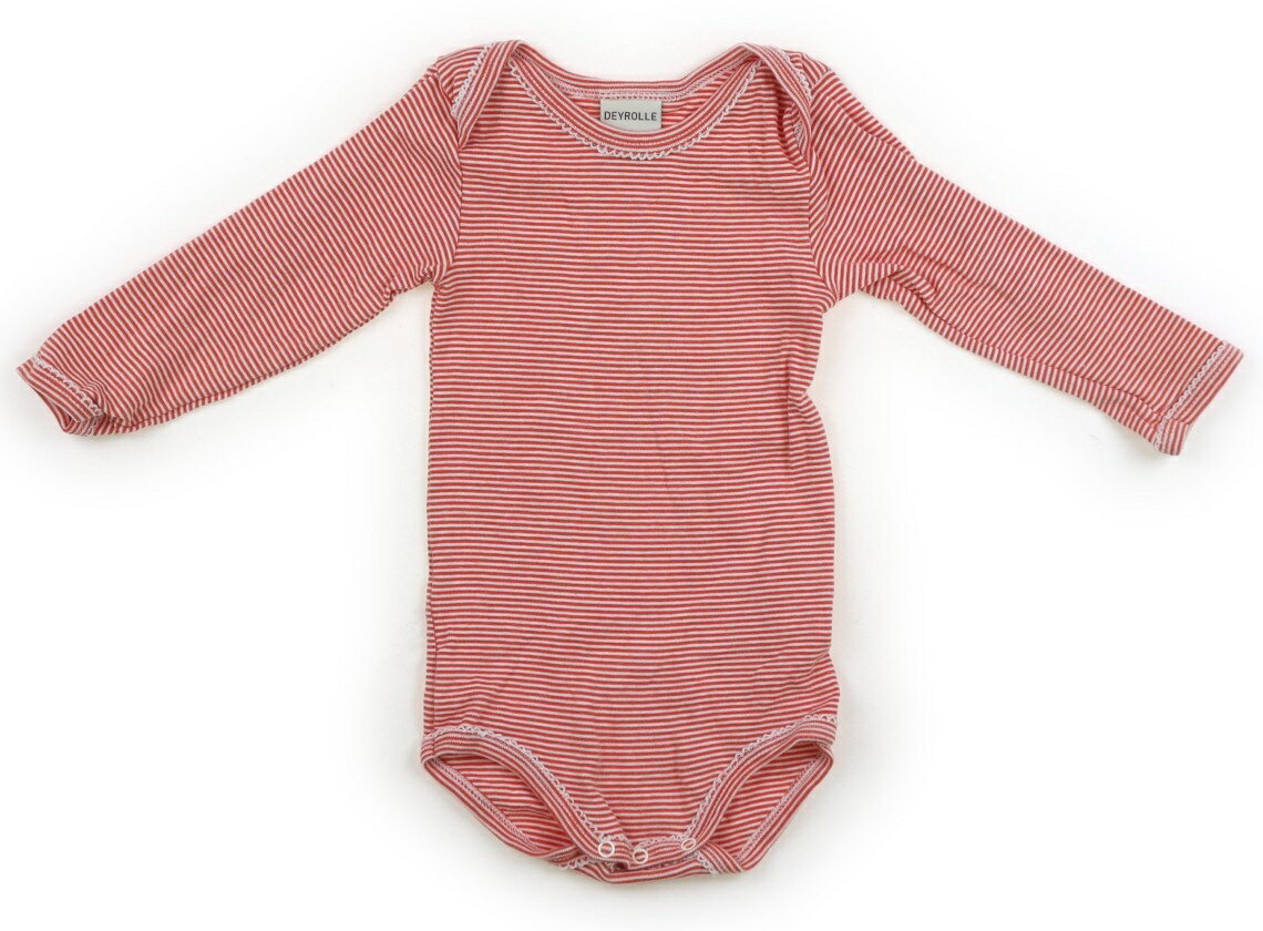 プチバトー PETIT BATEAU ロンパース 70 女の子 レッド・ホワイトボーダー 子供服 ベビー服 キッズ アウトレット ユーズド 【中古】キッズ・ベビー・マタニティ