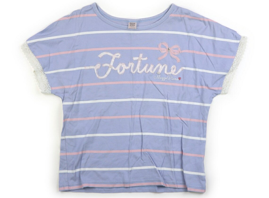 メゾピアノ mezzo piano Tシャツ・カットソー 160 女の子 ラベンダー・ピンク・ボーダー 子供服 ベビー服 キッズ アウトレット ユーズド 【中古】キッズ・ベビー・マタニティ