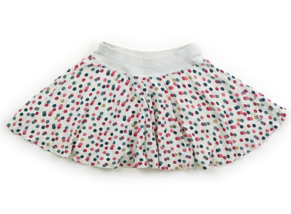 プチバトー PETIT BATEAU スカート 110 女の子 ホワイト×ピンク・グリーン系ドット 子供服 ベビー服 キッズ アウトレット ユーズド 【中古】キッズ・ベビー・マタニティ