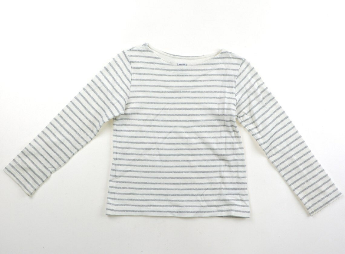 プチバトー PETIT BATEAU Tシャツ・カットソー 120 女の子 ホワイト・シルバーラメボーダー 子供服 ベビー服 キッズ アウトレット ユーズド 【中古】キッズ・ベビー・マタニティ
