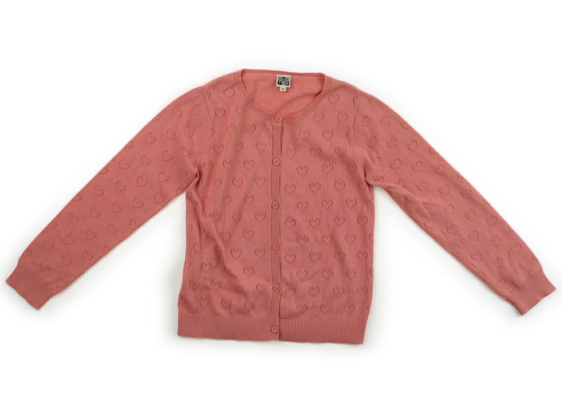 Cardigans - ボントン BONTON カーディガン 150 女の子 ピンク・ハート 子供服 ベビー服 キッズ アウトレット ユーズド 【中古】キッズ・ベビー・マタニティ