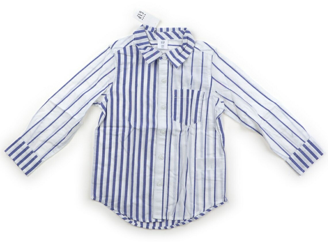 ギャップ GAP シャツ ブラウス 100 男の子 白 ブルーストライプ 子供服 ベビー服 キッズ アウトレット ユーズド 【中古】キッズ ベビー マタニティ