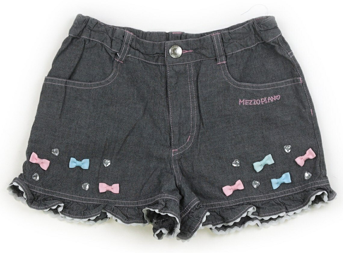 メゾピアノ mezzo piano ショートパンツ 140 女の子 ライトグレー・りぼん 子供服 ベビー服 キッズ アウトレット ユーズド 【中古】キッズ・ベビー・マタニティ